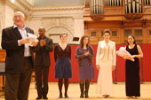  Pictured: Trustee Mike Siefert thanks performers left to right: Ahmed Dickinson, Electra Miliadou, Rosa Camps and Eralys Fernández Méndez