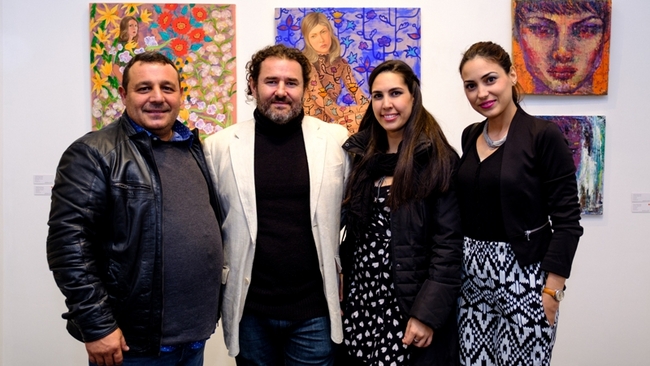 Cuban artists Mario Gonzalez, Luis Camejo, curator Chrislie Perez and artist Adislen Reyes at GX Gallery