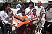 Donating a guitar to the Abel Santamaria School for Visually Impaired Children in Havana